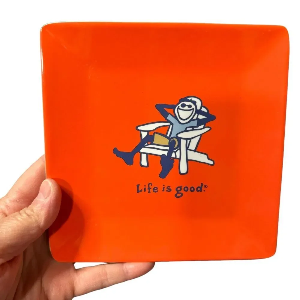 Life is Good 4 Melamine Square Plates Lunch Charcuterie Snacks 6 Inch Square